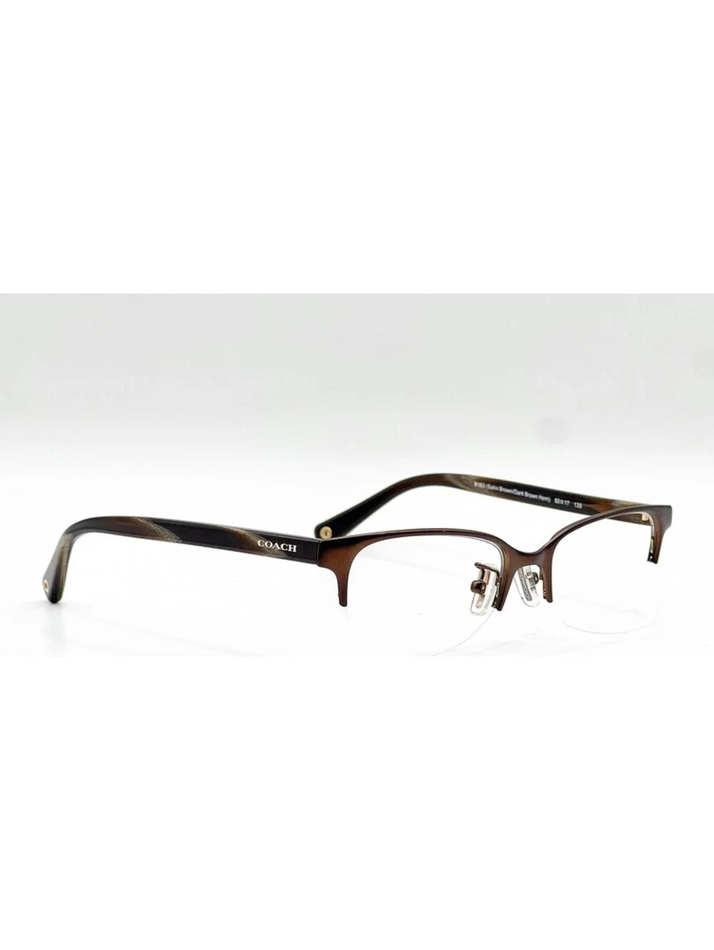 Coach HC 5047 9163 Satin Brown/Dark Brown Horn Authentic Eyeglass Frames 50-17